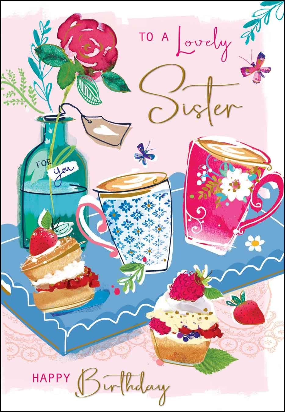 Tea and Cakes Sister Birthday Card