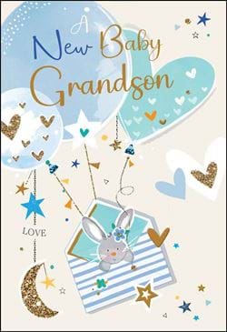 Bunny New Baby Grandson Card