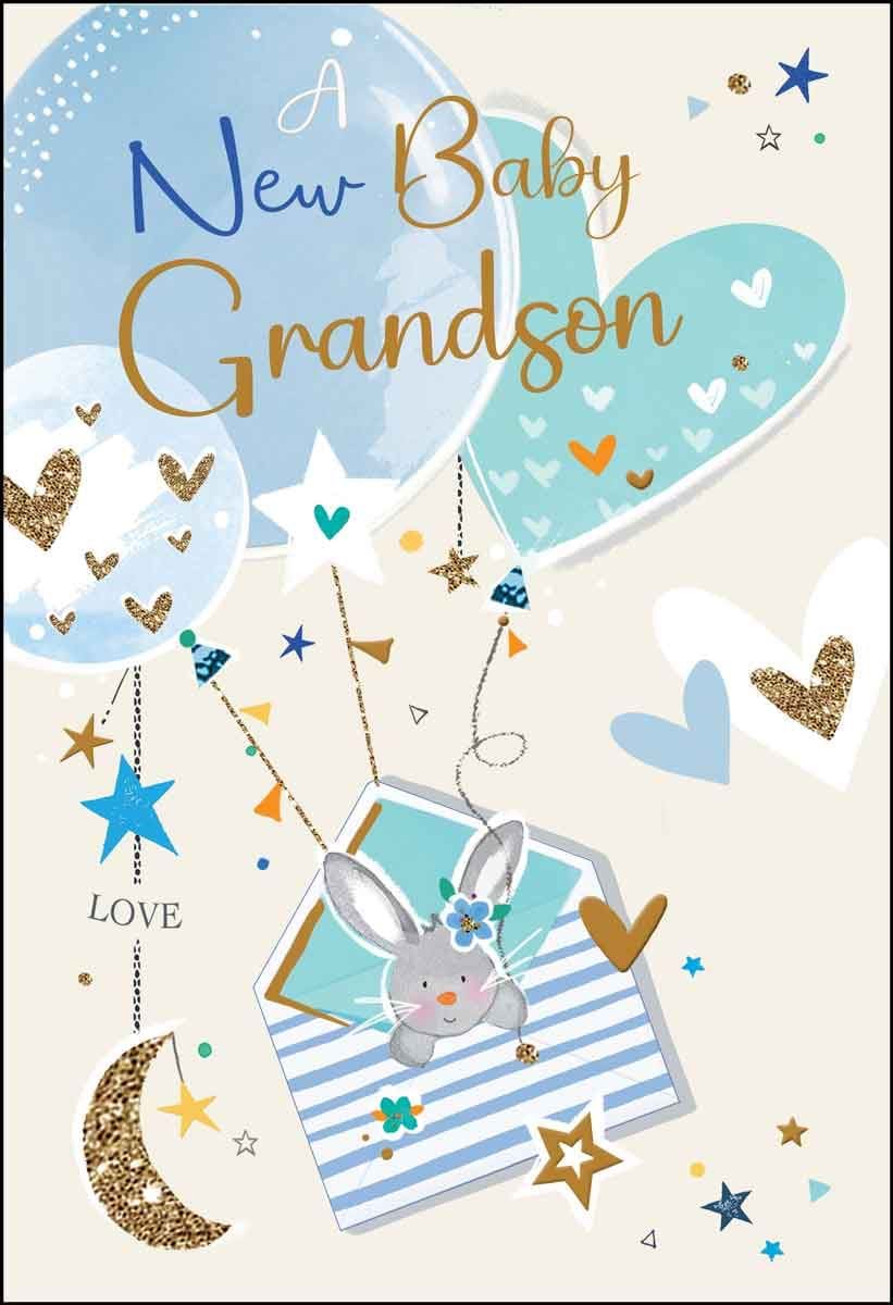 Bunny New Baby Grandson Card