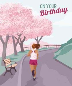 Blossom Trees Running Birthday Card