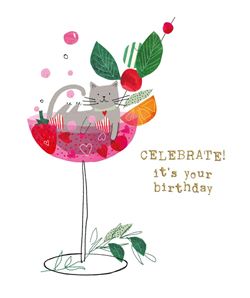 Cat Cocktail Birthday Card