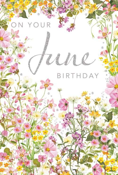 Floral June Birthday Card