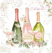 Champagne Floral Birthday Card