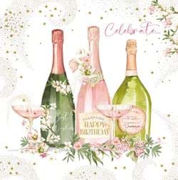 Champagne Floral Birthday Card