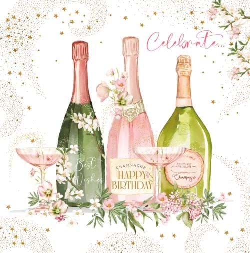 Champagne Floral Birthday Card