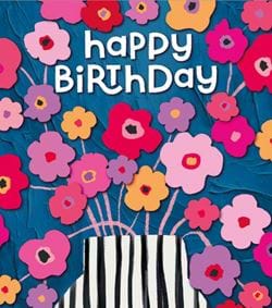 Pink and Orange Flowers Birthday Card