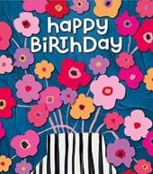 Pink and Orange Flowers Birthday Card
