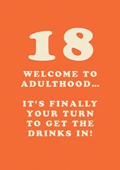 Welcome To Adulthood 18th Birthday Card