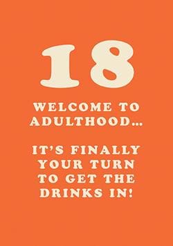 Welcome To Adulthood 18th Birthday Card