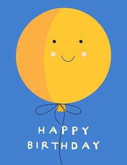 Yellow Balloon Birthday Card
