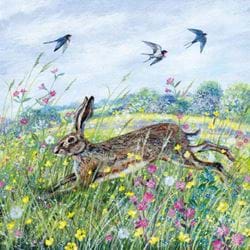 Hare and Swallows Greeting Card