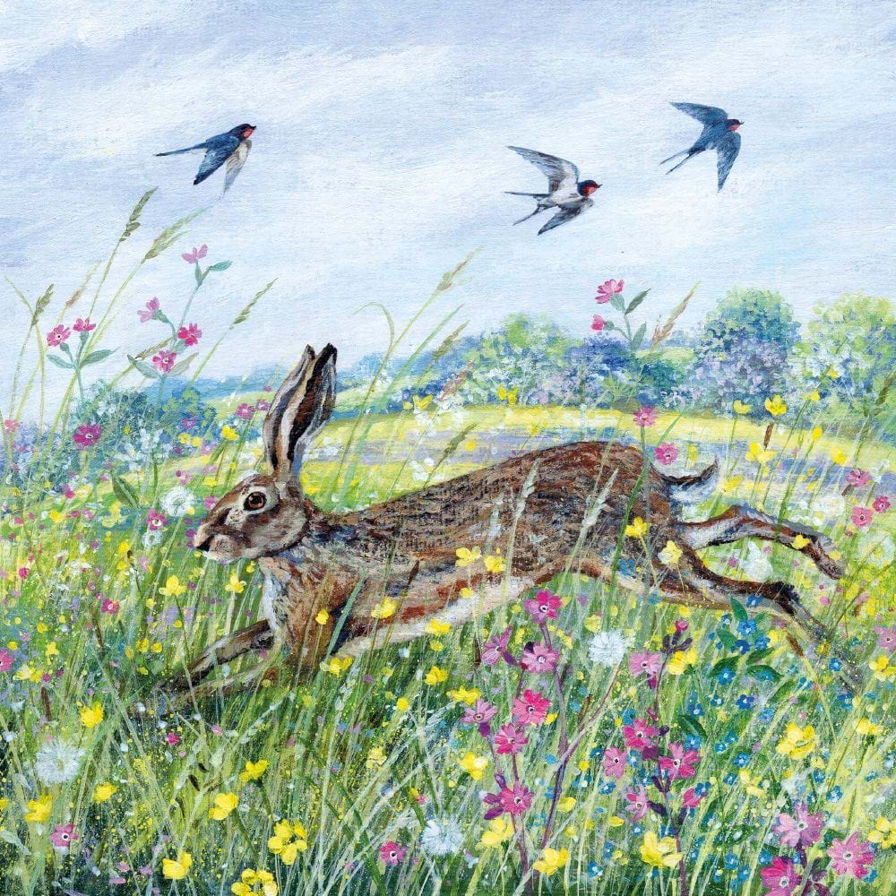 Hare and Swallows Greeting Card