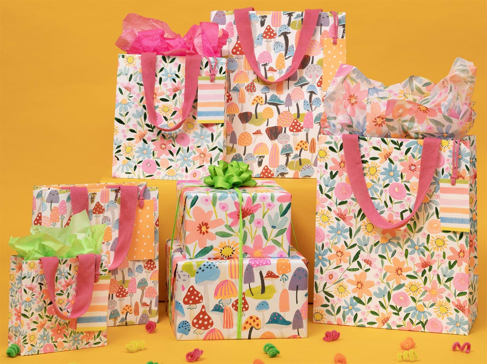 Neon Floral Tissue Paper - 4 Sheets
