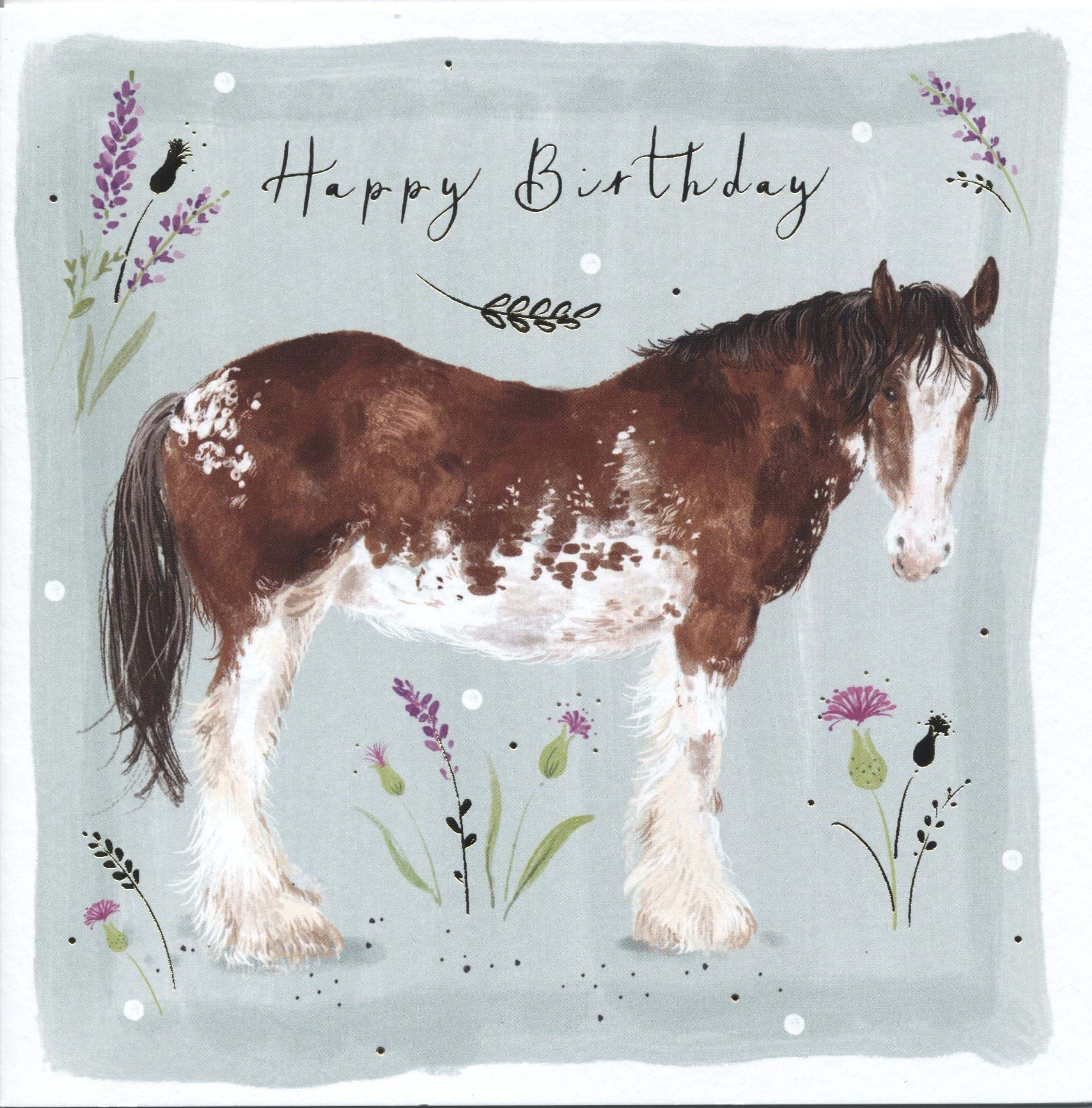 Horse and Thistles Birthday Card