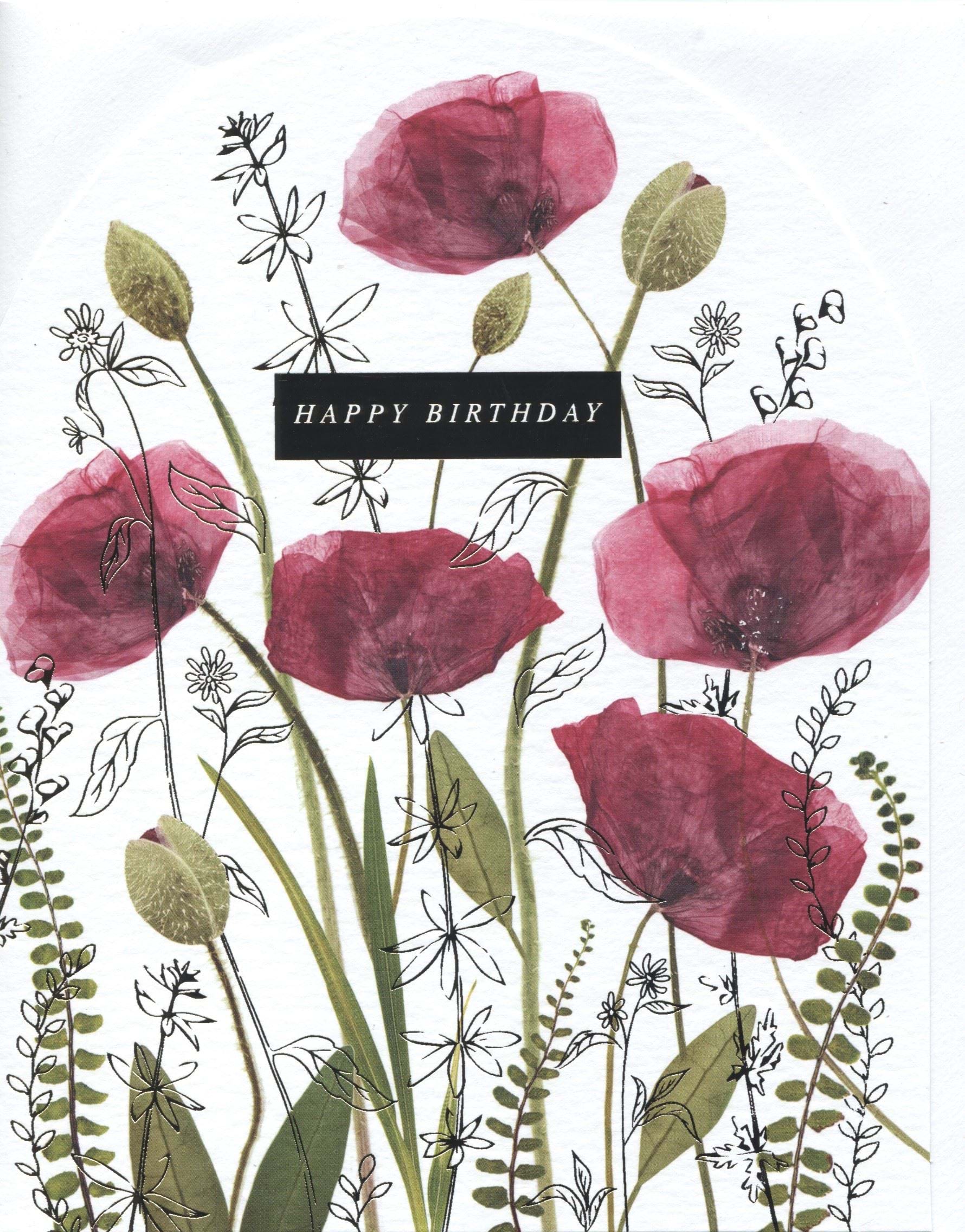 Poppies Birthday Card