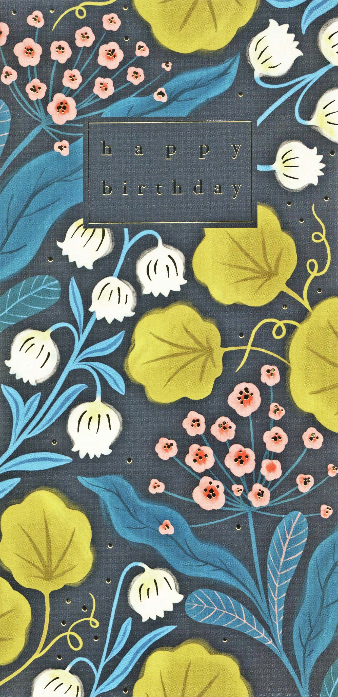 Teal Floral Birthday Card