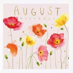 Poppies August Birthday Card