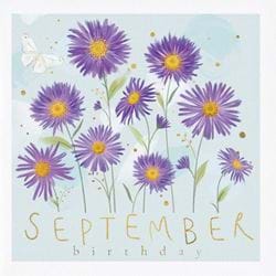 Purple Asters September Birthday Card