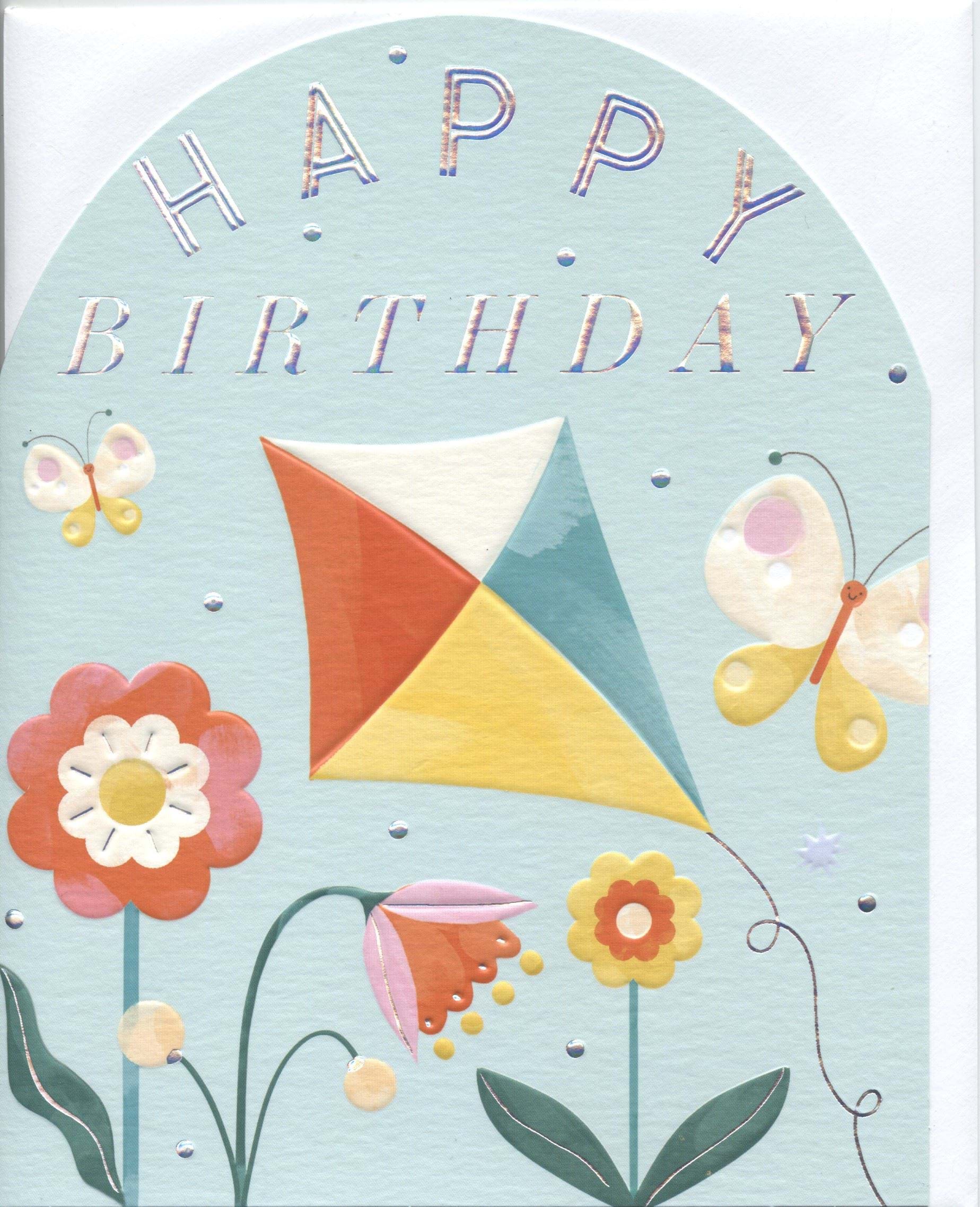 Kite and Flowers Birthday Card