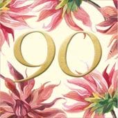 Pink Flowers 90th Birthday Card
