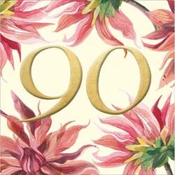 Pink Flowers 90th Birthday Card