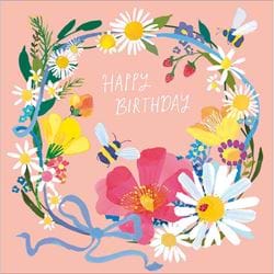 Flowers and Bees Birthday Card