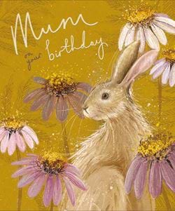 Hare and Flowers Mum Birthday Card