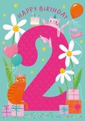 Cats 2nd Birthday Card