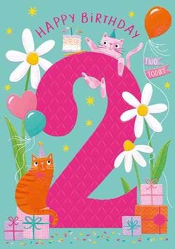 Cats 2nd Birthday Card