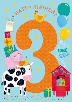Farm 3rd Birthday Card