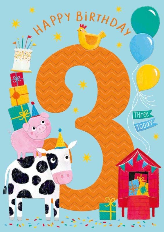 Farm 3rd Birthday Card