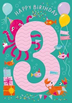 Under The Sea 3rd Birthday Card