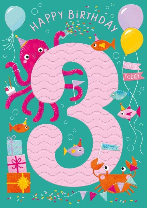 Under The Sea 3rd Birthday Card