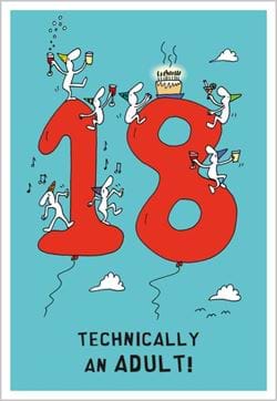 Technically An Adult 18th Birthday Card