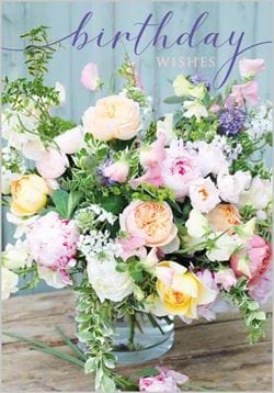 Peonies and Roses Birthday Card