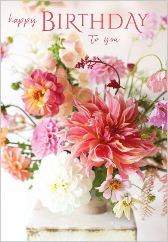 Peach Dahlia Birthday Card