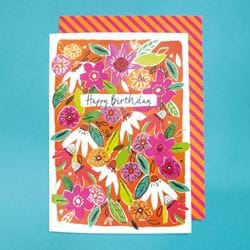 Neon Floral Birthday Card