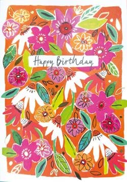 Neon Floral Birthday Card