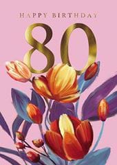 Tulips 80th Birthday Card
