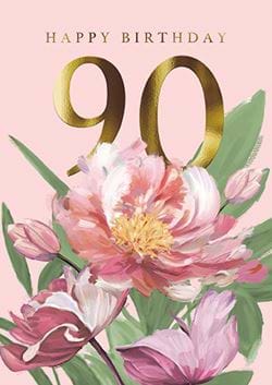 Floral 90th Birthday Card