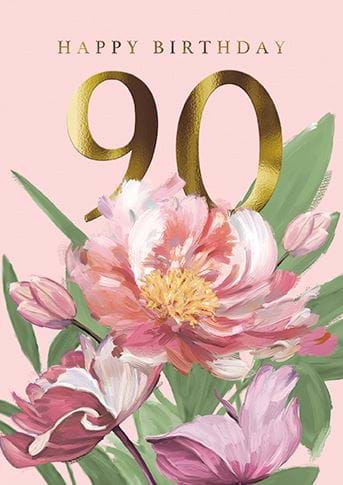 Floral 90th Birthday Card