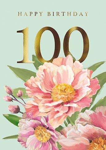 Floral 100th Birthday Card