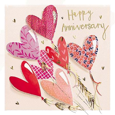 Heart Balloons Anniversary Card