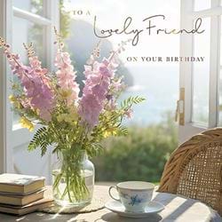 Fresh Flowers Lovely Friend Birthday Card