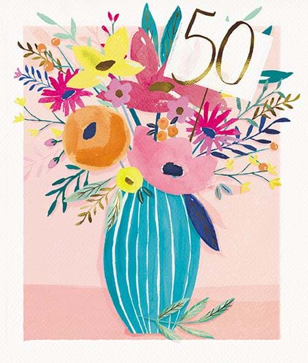 Flowers 50th Birthday Card