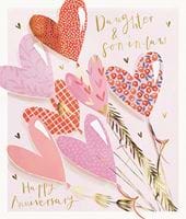 Hearts Daughter and Son-in-law Anniversary Card