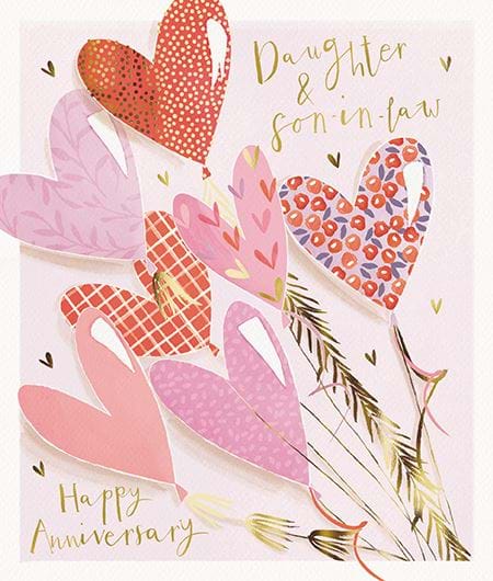Hearts Daughter and Son-in-law Anniversary Card