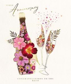Floral Bubbly First Anniversary Card