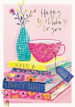 Books and Tea Birthday Card
