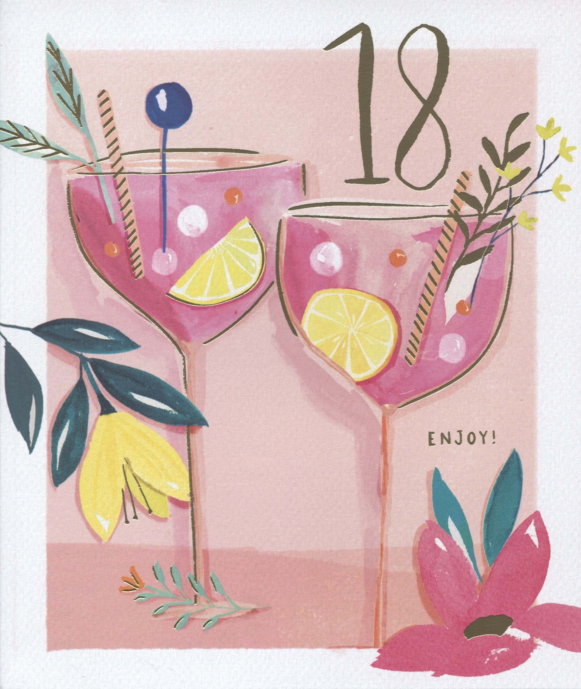 Cocktails 18th Birthday Card
